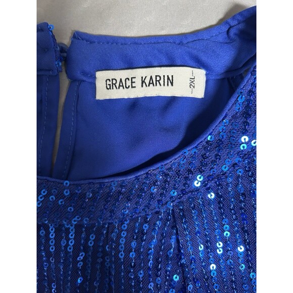 Grace Karen Blue SEQUIN Halter Top Plus 2X Whimsigoth Garden Fairy Holiday - Picture 8 of 8